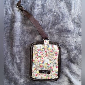 NWOT Thirty-One Free Spirit Ditzy Carry Me Away Luggage Tag Cream with Flowers